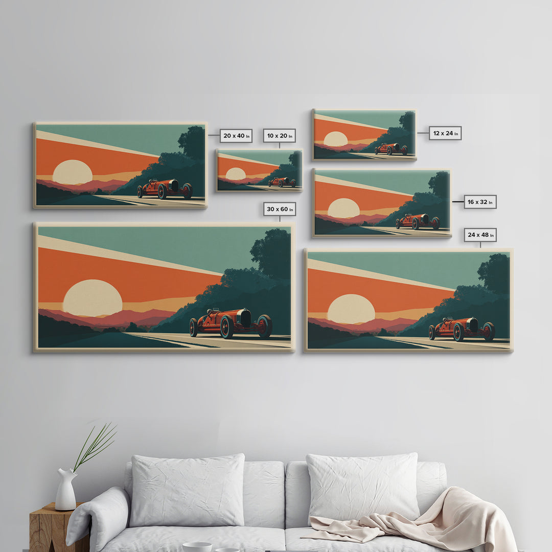 Retro Racing Car Game Poster Without Text Framed Canvas Print, Game Room Art, Original Art, Game Room Decor, Fine Art, Play, GRA-2x1-56