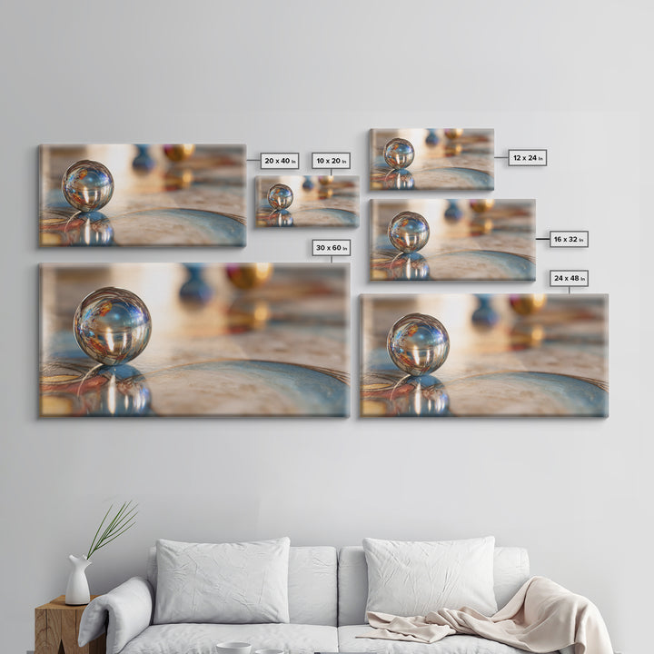 Pinball Silver Ball Framed Canvas Print, Game Room Art, Original Art, Game Room Decor, Abstract Art, Play, Trendy Wall Art, GRA-2x1-65
