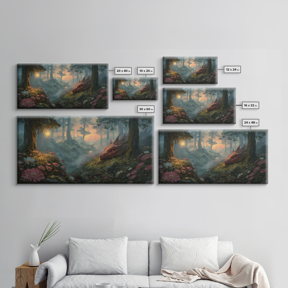 Fantasy Board Game Dragon Token Scene Framed Canvas Print, Game Room Art, Wall Decor, Game Room Decor, Fine Art, Play, GRA-2x1-7