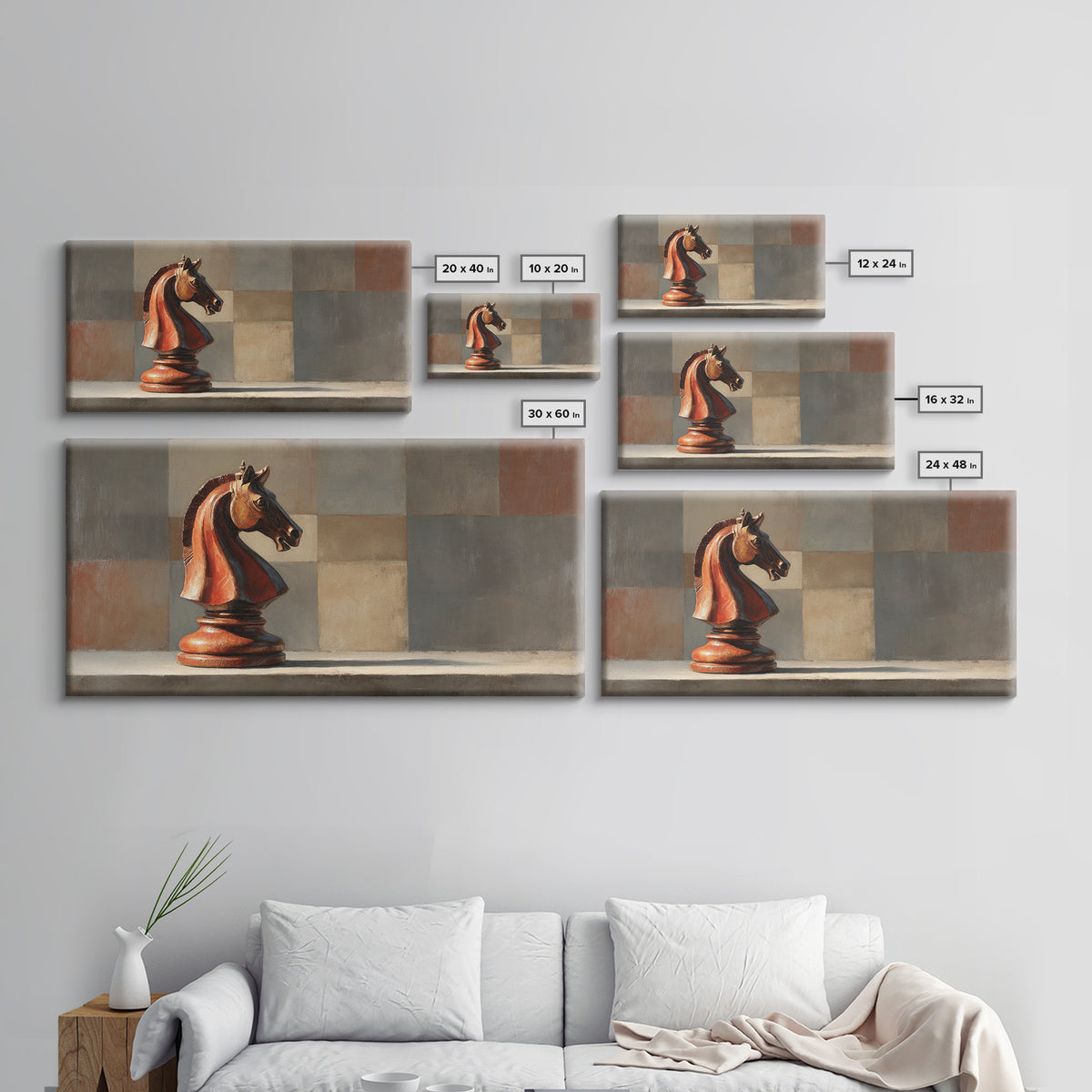 Chess Knight Piece Canvas Print, Game Room Art, Canvas Art, Game Room Decor, Fine Art, Play, Living Room Art, Playroom Art, GRA-2x1-73