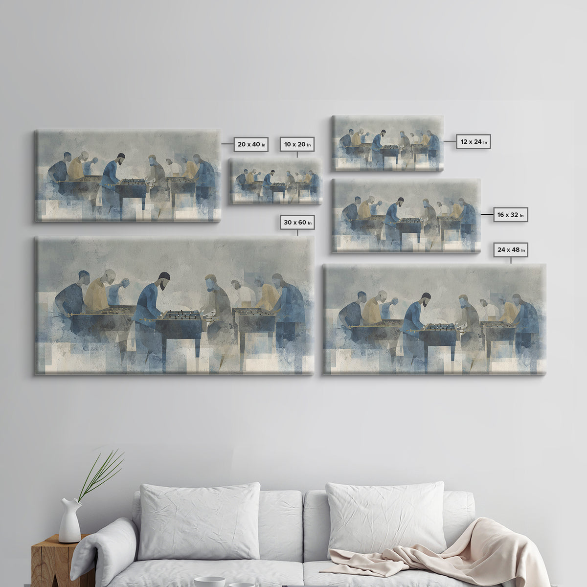 Foosball Player Figures Canvas Print, Game Room Art, Black Art, Game Room Decor, Oil Painting, Play, Playroom Art, Pop Art, GRA-2x1-77