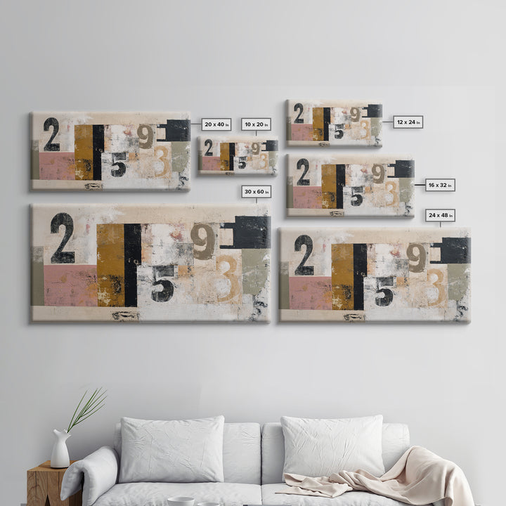 Scoreboard Numbers as Abstract Design Framed Canvas Print, Game Room Art, Wall Art Set, Game Room Decor, Fine Art, Play, GRA-2x1-92