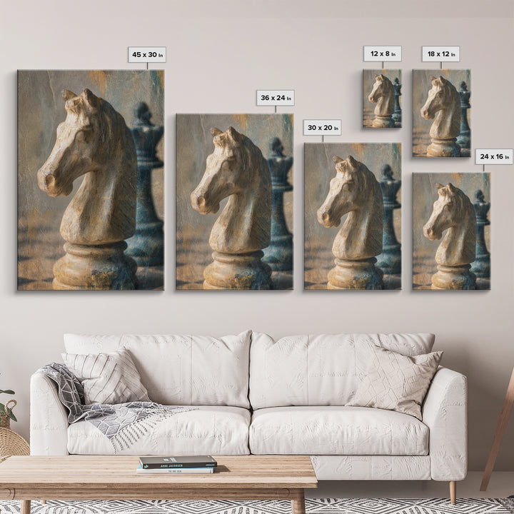 Chess Knight Piece Framed Canvas Print, Game Room Art, Gamer Gifts, Game Room Decor, Fine Art, Play, Original Artwork, GRA-2x3-85