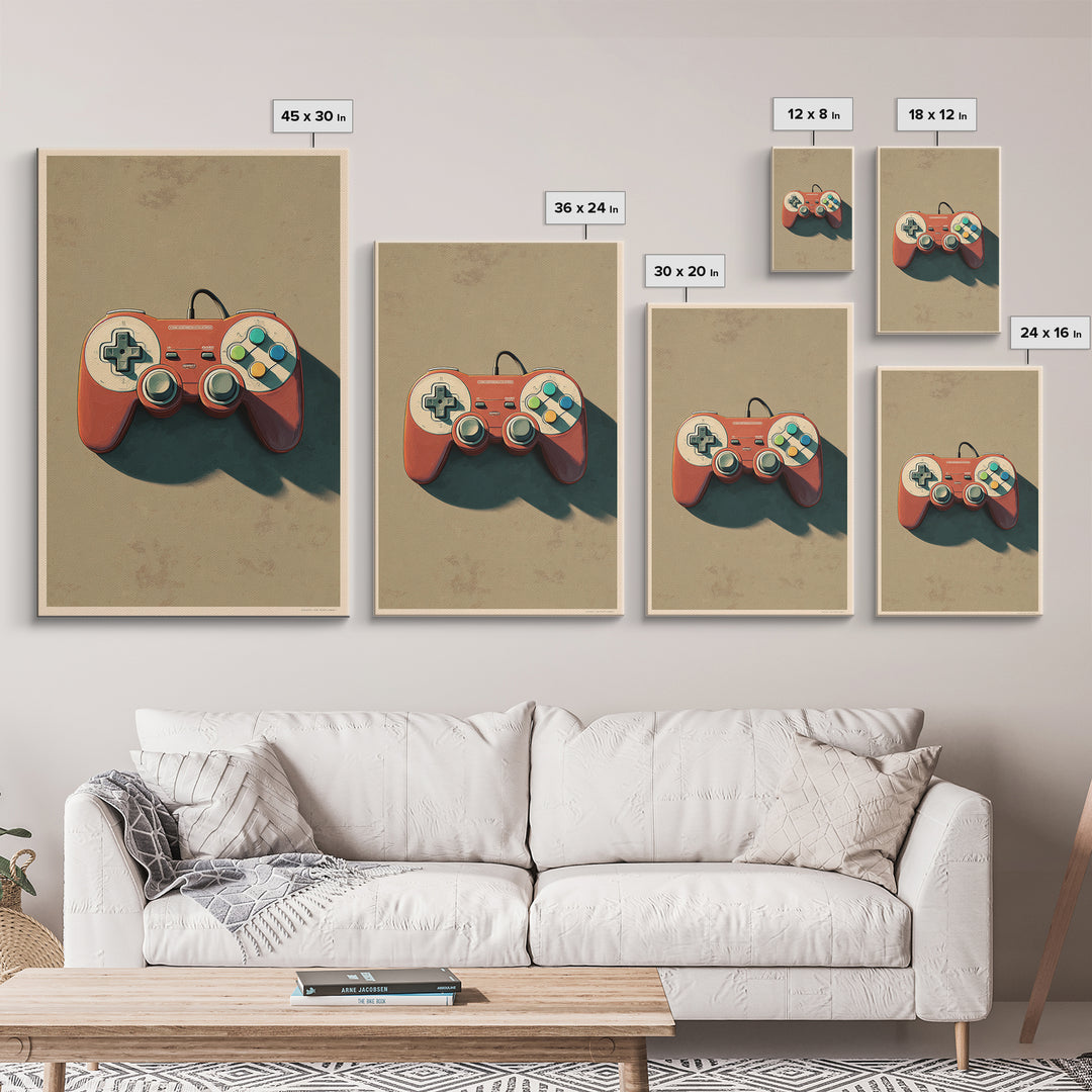 Old School Game Controller Canvas Print, Game Room Art, Canvas Wall Art, Game Room Decor, Abstract Art, Play, GRA-2x3-86