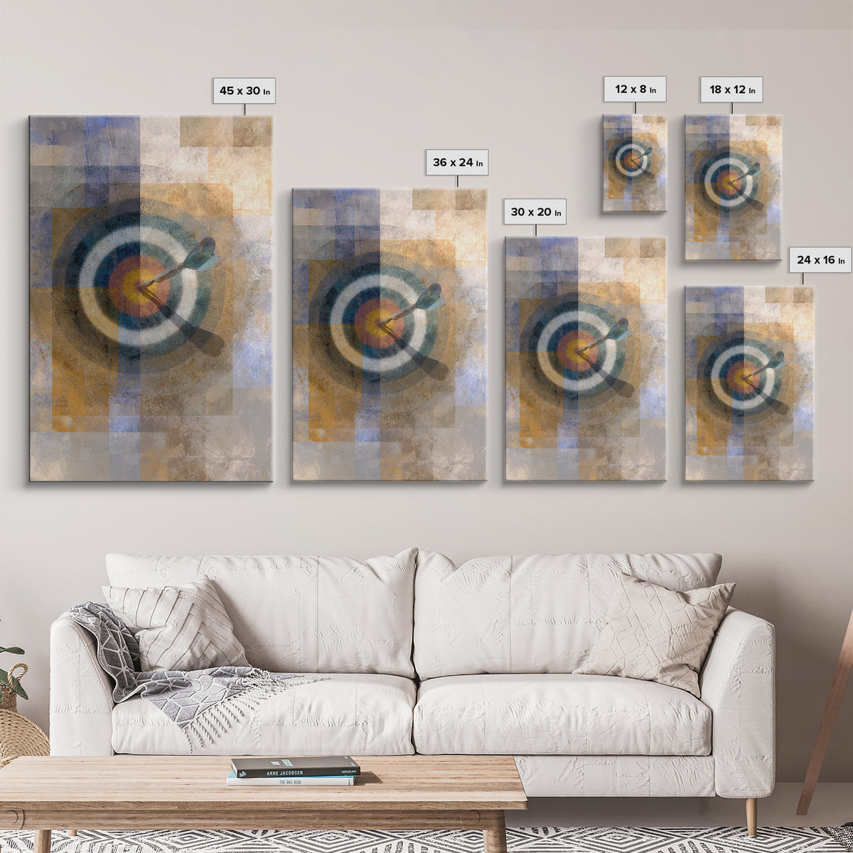 Dartboard Bullseye with Dynamic Motion Framed Canvas Print, Game Room Art, Canvas Art, Game Room Decor, Fine Art, Play, GRA-2x3-88
