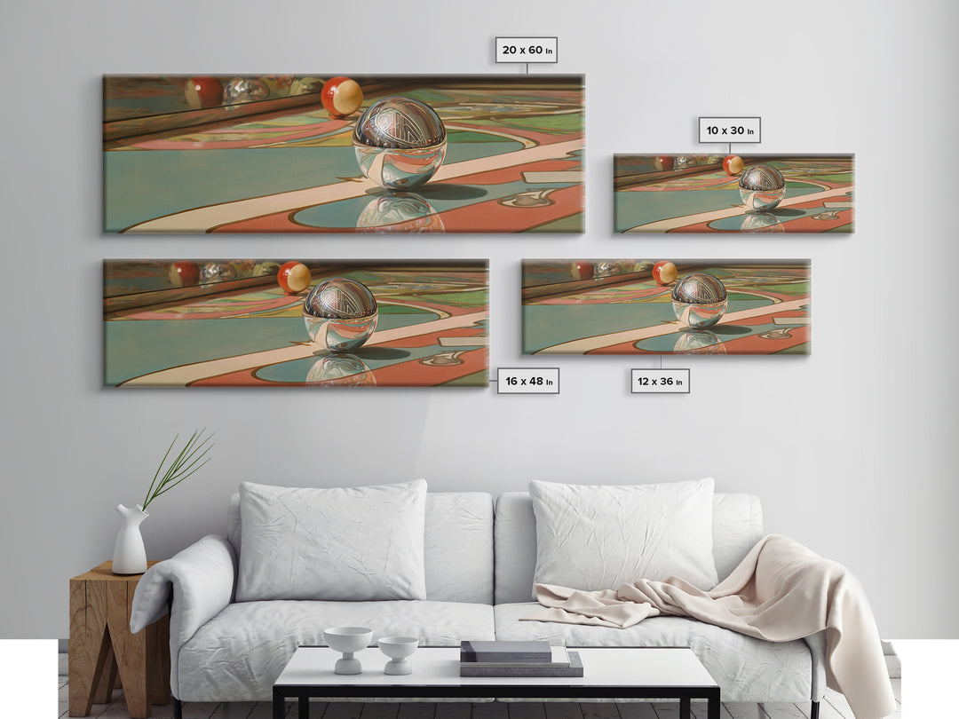 Pinball Silver Ball Canvas Print, Game Room Art, Modern Wall Art, Game Room Decor, Fine Art, Play, Unique Home Decor, GRA-3x1-13