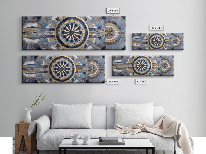 Dartboard Bullseye with Dynamic Motion Canvas Print, Game Room Art, Original Artwork, Game Room Decor, Fine Art, Play, GRA-3x1-24