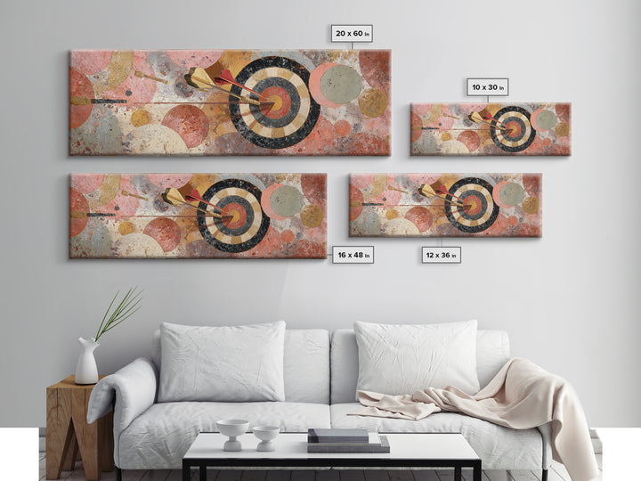 Dartboard Bullseye with Dynamic Motion Canvas Print, Game Room Art, Art Print, Game Room Decor, Fine Art, Play, Canvas Art, GRA-3x1-48