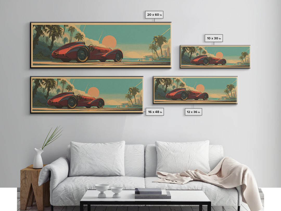 Retro Racing Car Game Poster Without Text Framed Canvas Print, Game Room Art, Room Decor, Game Room Decor, Fine Art, Play, GRA-3x1-52