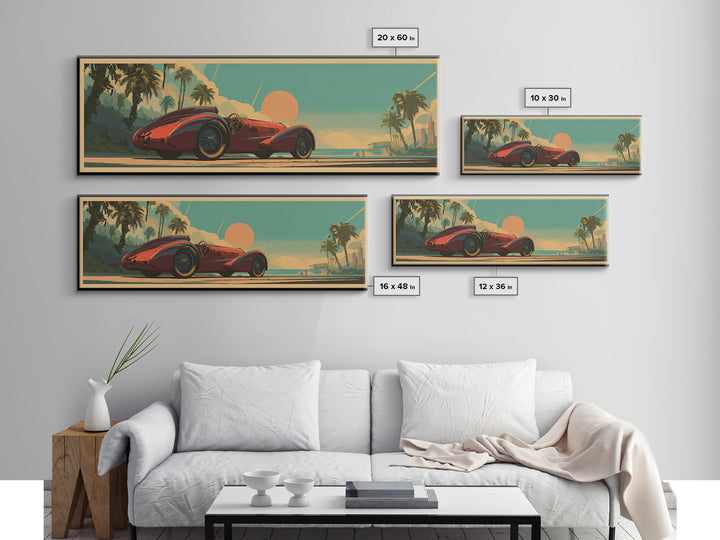 Retro Racing Car Game Poster Without Text Framed Canvas Print, Game Room Art, Room Decor, Game Room Decor, Fine Art, Play, GRA-3x1-52