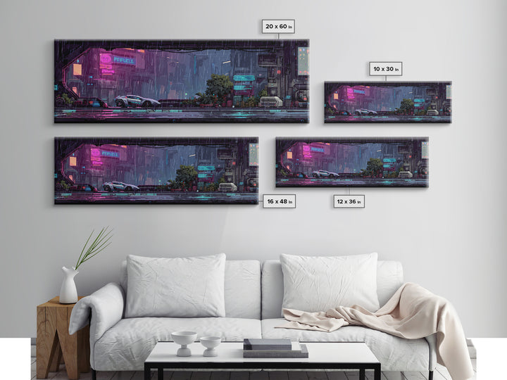 Arcade Spaceship Pixel Art Scene Framed Canvas Print, Game Room Art, Wall Art, Game Room Decor, Play, Bedroom Wall Art, GRA-3x1-59