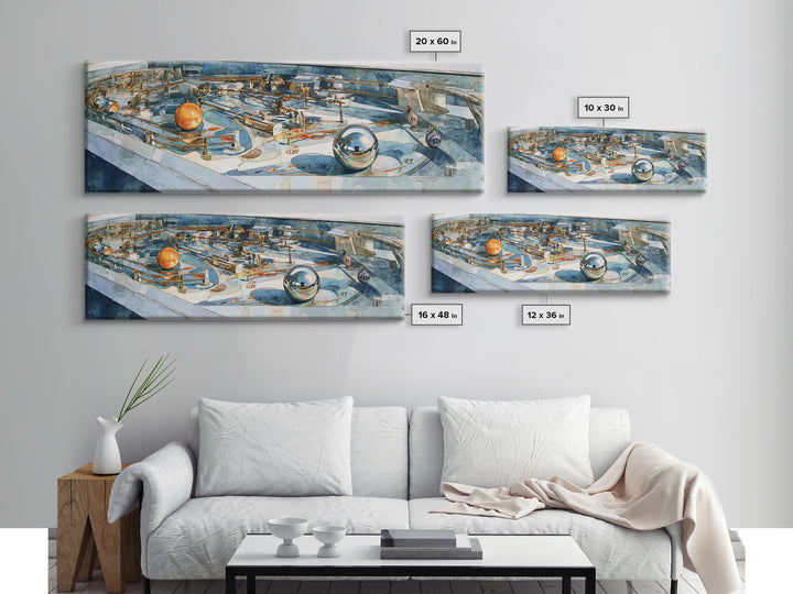 Pinball Silver Ball Canvas Print, Game Room Art, Playroom Wall Decor, Game Room Decor, Oil Painting, Play, Statement Artwork, GRA-3x1-61