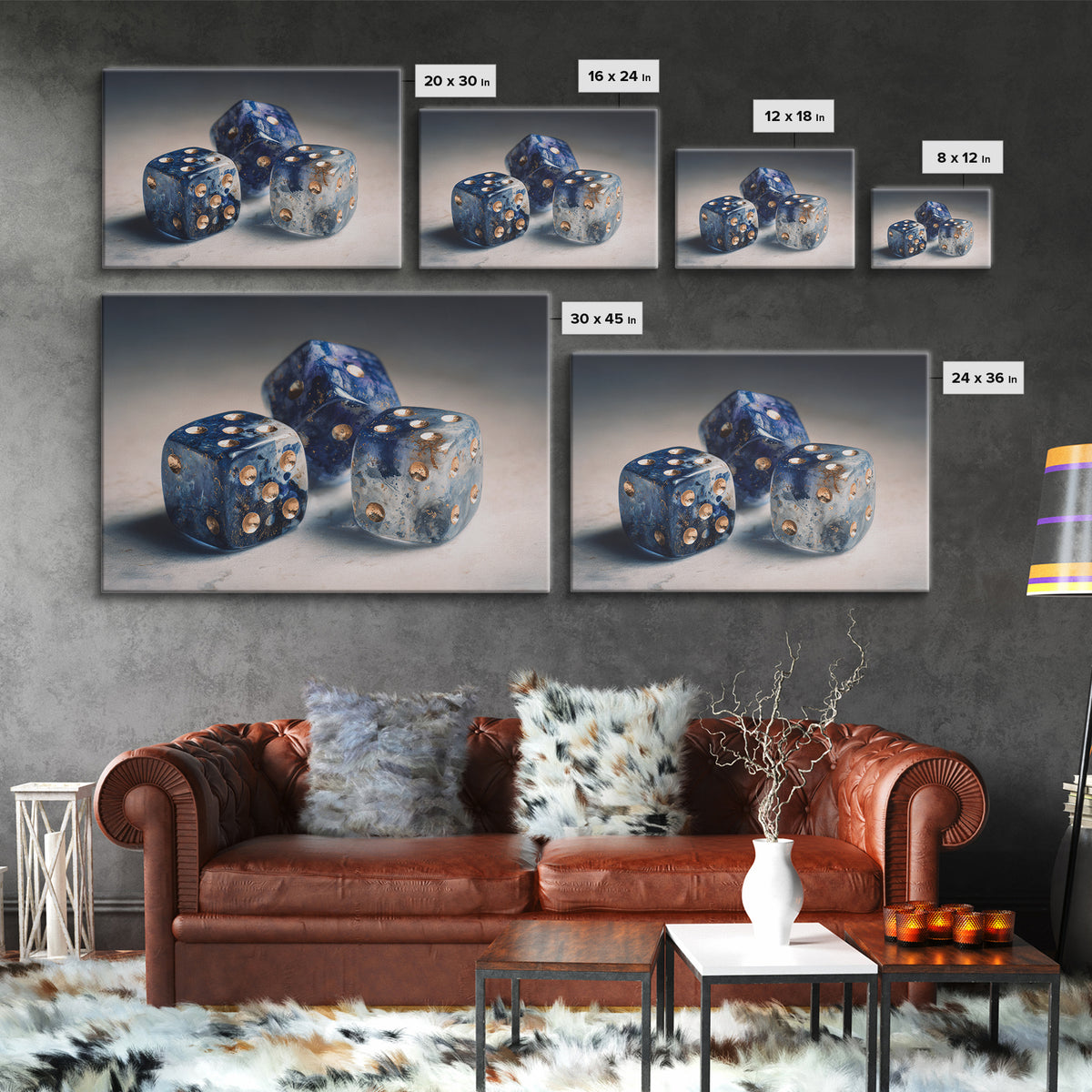 Tabletop Dice Rolling Through Dramatic Light Canvas Print, Game Room Art, Trendy Wall Art, Game Room Decor, Fine Art, Play, GRA-3x2-21
