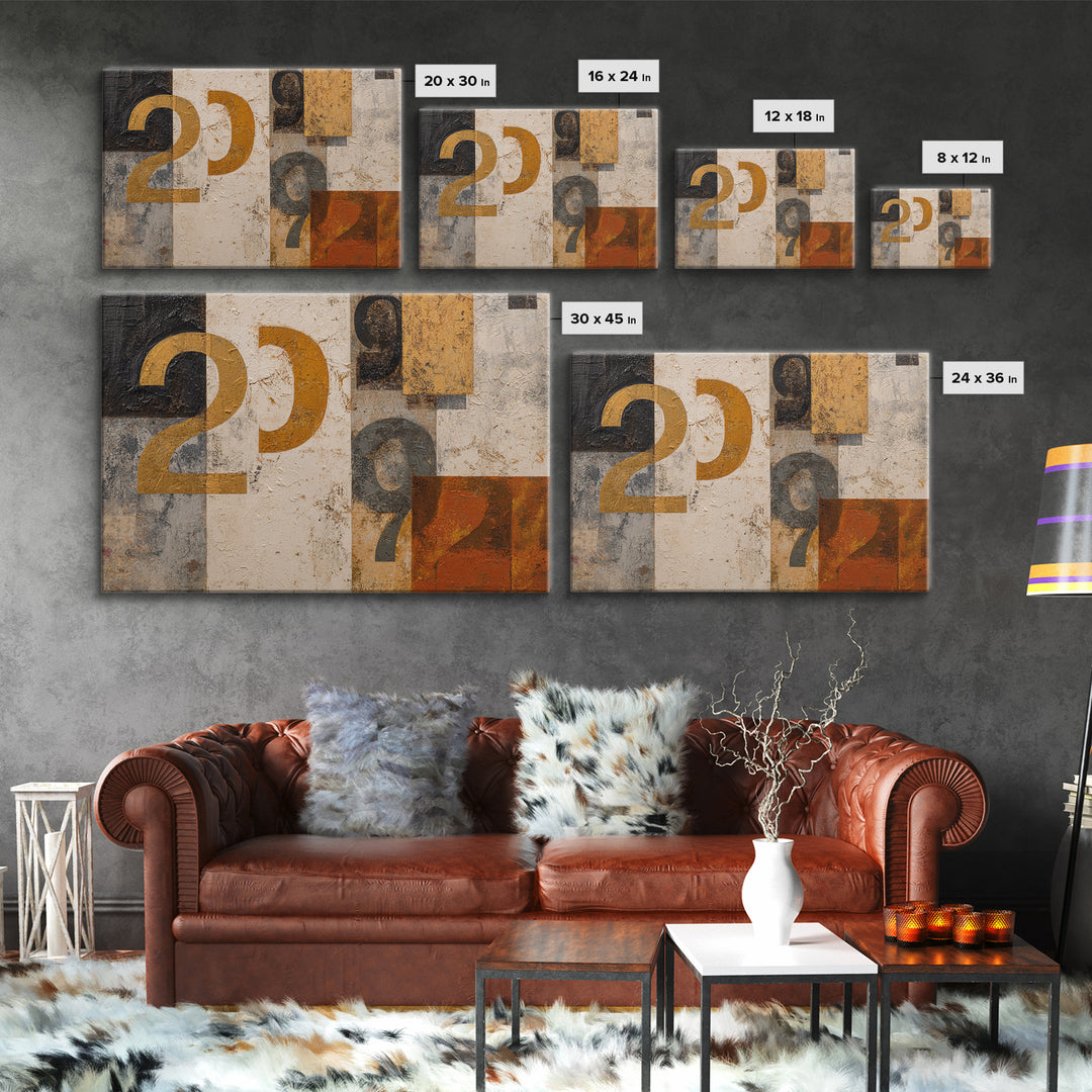 Scoreboard Numbers as Abstract Design Framed Canvas Print, Game Room Art, Modern Wall Art, Game Room Decor, Fine Art, Play, GRA-3x2-28