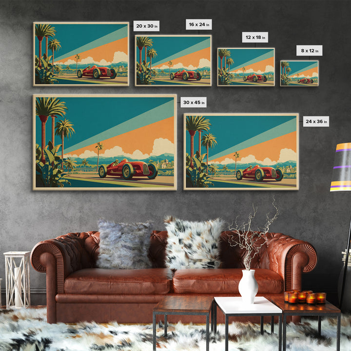 Retro Racing Car Game Poster Without Text Framed Canvas Print, Game Room Art, Living Room Art, Game Room Decor, Fine Art, Play, GRA-3x2-40