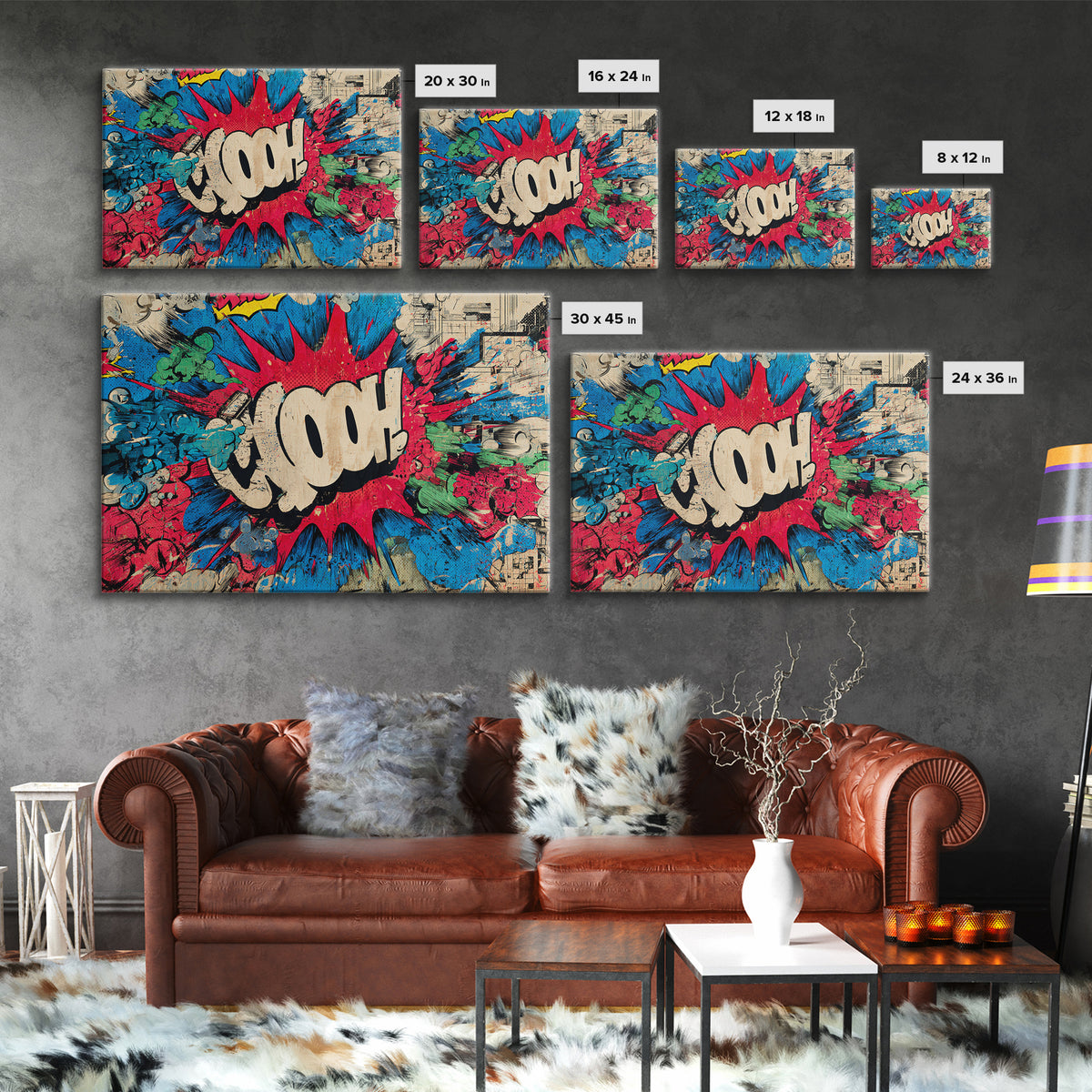 Comic Style Explosion with Game Icons Canvas Print, Game Room Art, Retro Art, Game Room Decor, Abstract Art, Play, GRA-3x2-43
