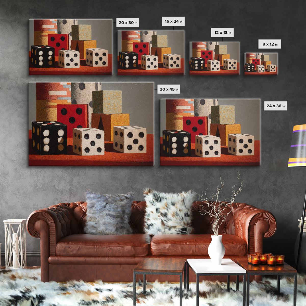 Playing Cards and Dice Framed Canvas Print, Game Room Art, Game Room Decor, Oil Painting, Play, African American Art, GRA-3x2-55