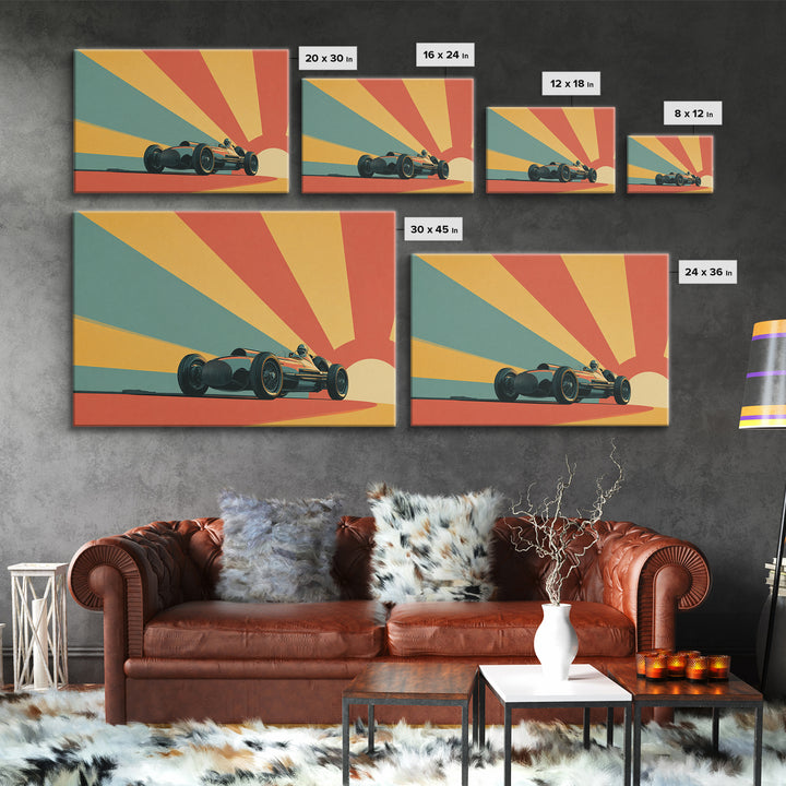Retro Racing Car Game Poster Without Text Framed Canvas Print, Game Room Art, Gallery Decor, Game Room Decor, Fine Art, Play, GRA-3x2-64