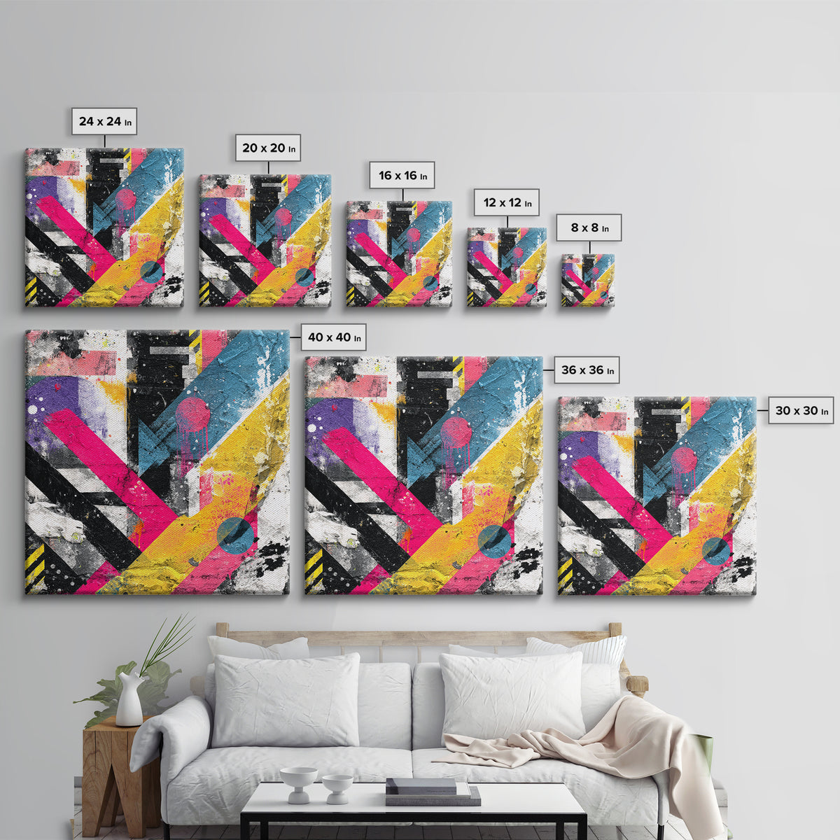 Wildstyle Arrows and Loops as Abstraction Canvas Print, Graffiti Art, Original Art, Living Room Decor, Abstract Art, Street, GRF-1x1-15