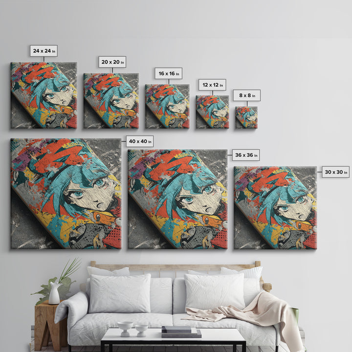 Skateboard Deck Graphic Framed Canvas Print, Graffiti Art, Large Wall Art, Living Room Decor, Fine Art, Street, Modern Wall Art, GRF-1x1-7