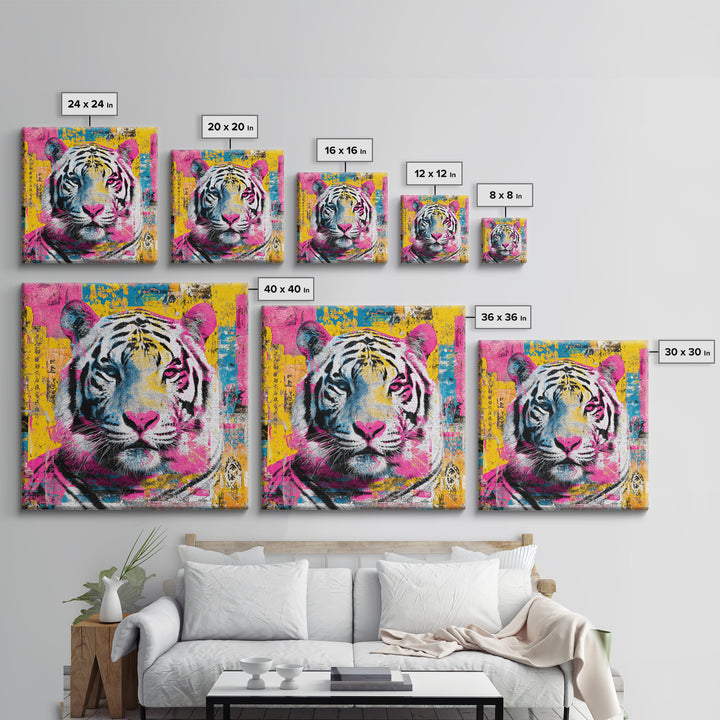 Urban Tiger Portrait Canvas Print, Graffiti Art, Statement Artwork, Living Room Decor, Fine Art, Street, Wall Decor, Painting, GRF-1x1-75
