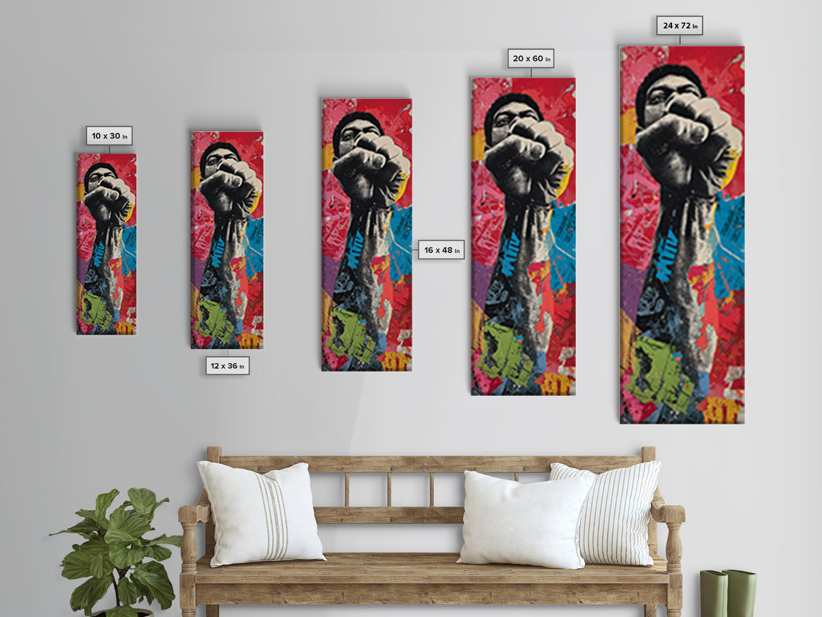 Comic Style Fist with Paint Burst Framed Canvas Print, Graffiti Art, Canvas Print, Living Room Decor, Oil Painting, Street, GRF-1x3-30
