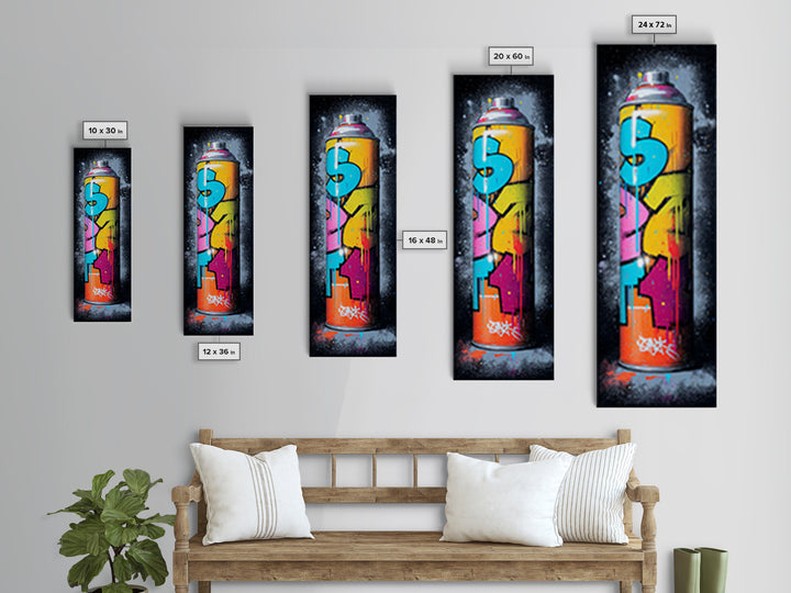 Spray Can Still Life Framed Canvas Print, Graffiti Art, Bedroom Decor, Living Room Decor, Fine Art, Street, Gallery Decor, GRF-1x3-64