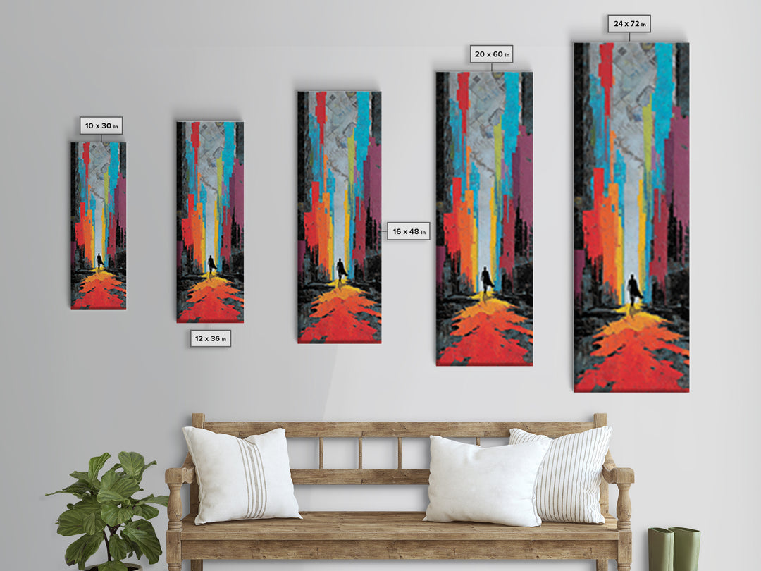 Paint Drips Forming a Skyline Silhouette Canvas Print, Graffiti Art, Large Wall Art, Living Room Decor, Fine Art, Street, GRF-1x3-73