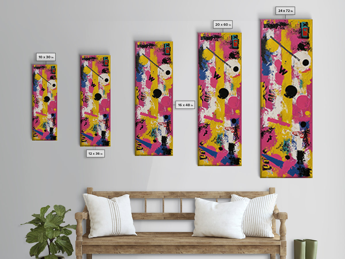 Bright Skateboard Ramp Color Fields Framed Canvas Print, Graffiti Art, Canvas Art, Living Room Decor, Fine Art, Street, GRF-1x3-84