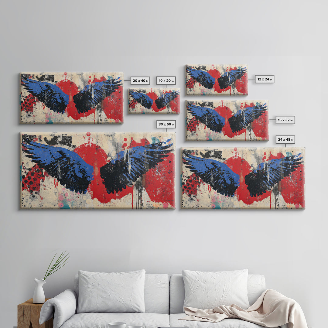 Spray Painted Angel Wings Canvas Print, Graffiti Art, Painting, Living Room Decor, Fine Art, Street, Canvas Art, Bedroom Decor, GRF-2x1-52