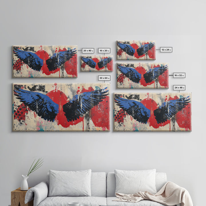 Spray Painted Angel Wings Canvas Print, Graffiti Art, Painting, Living Room Decor, Fine Art, Street, Canvas Art, Bedroom Decor, GRF-2x1-52