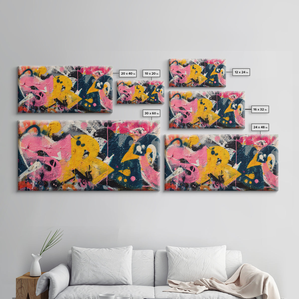 Graffiti Lettering Forms Without Readable Words Canvas Print, Graffiti Art, Original Art, Living Room Decor, Fine Art, Street, GRF-2x1-53