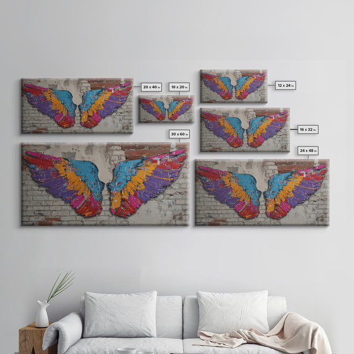 Spray Painted Angel Wings Canvas Print, Graffiti Art, Abstract Art, Living Room Decor, Fine Art, Street, Above Bed Decor, GRF-2x1-76