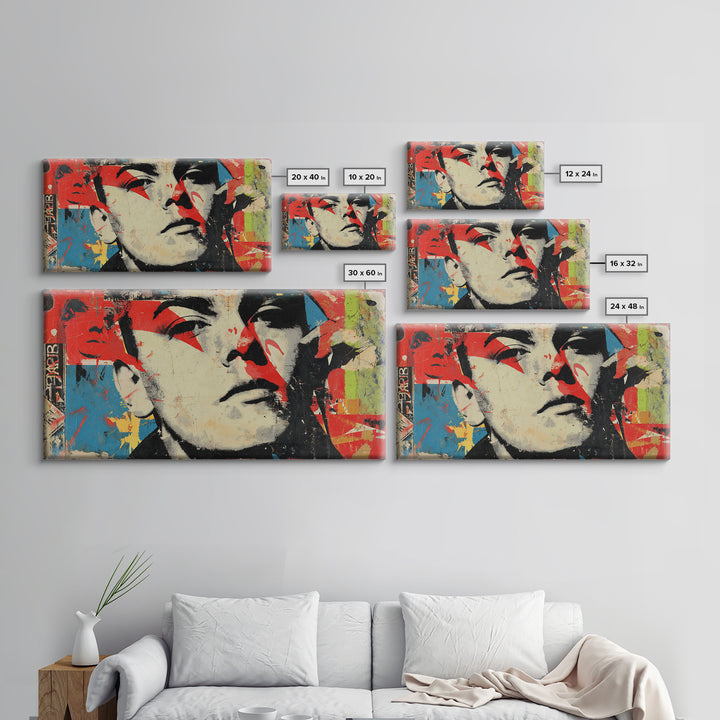Stencil Portrait with Red and Black Contrast Framed Canvas Print, Graffiti Art, Canvas Art, Living Room Decor, Fine Art, Street, GRF-2x1-80