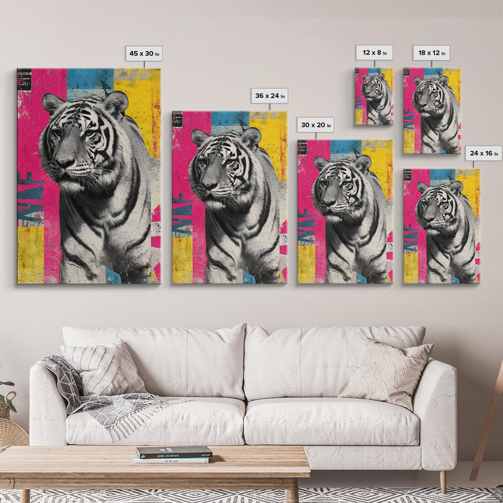 Urban Tiger Portrait Canvas Print, Graffiti Art, Canvas, Living Room Decor, Fine Art, Street, Abstract Wall Art, 3d Wall Art, GRF-2x3-35