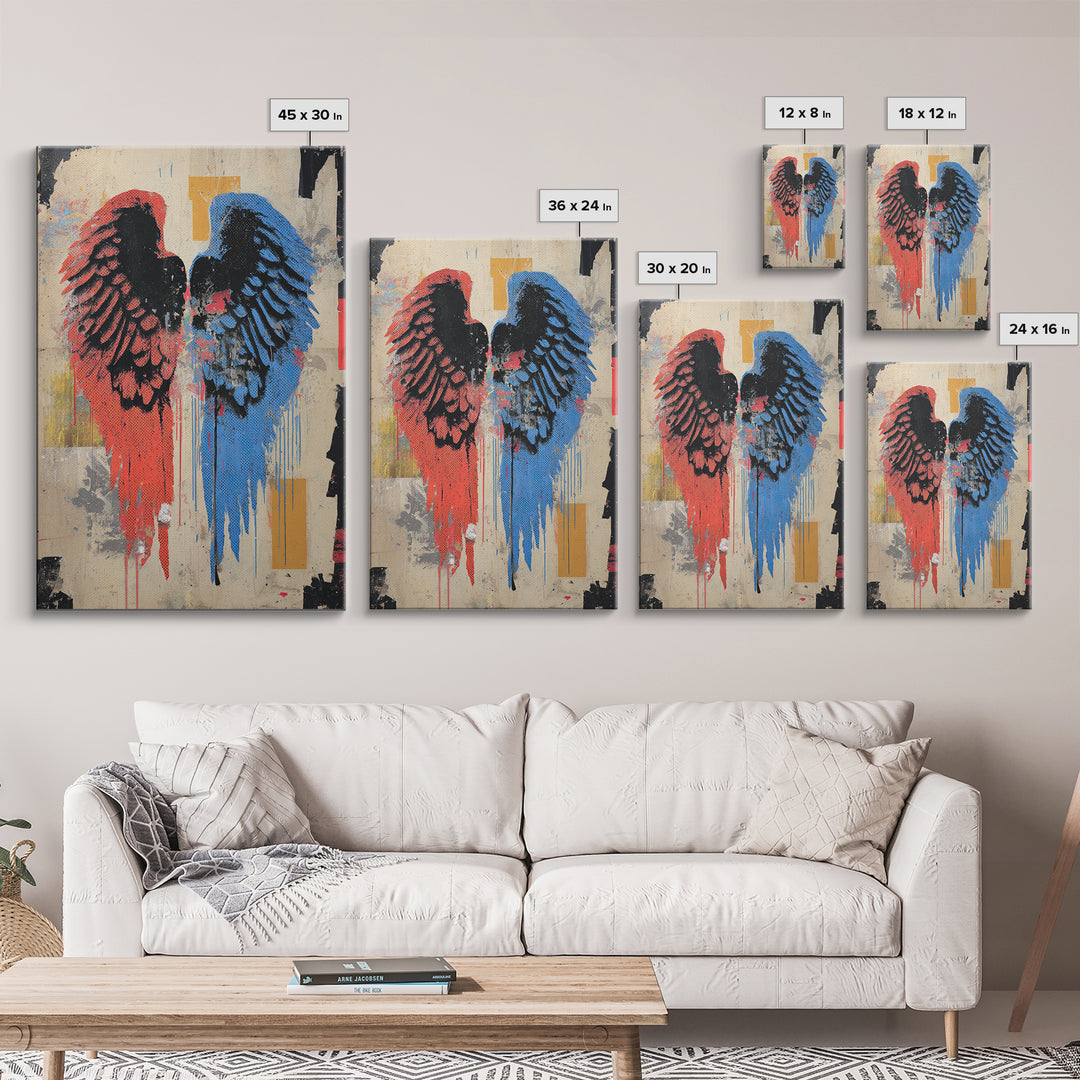 Spray Painted Angel Wings Canvas Print, Graffiti Art, Contemporary Art, Living Room Decor, Fine Art, Street, Original Painting, GRF-2x3-40