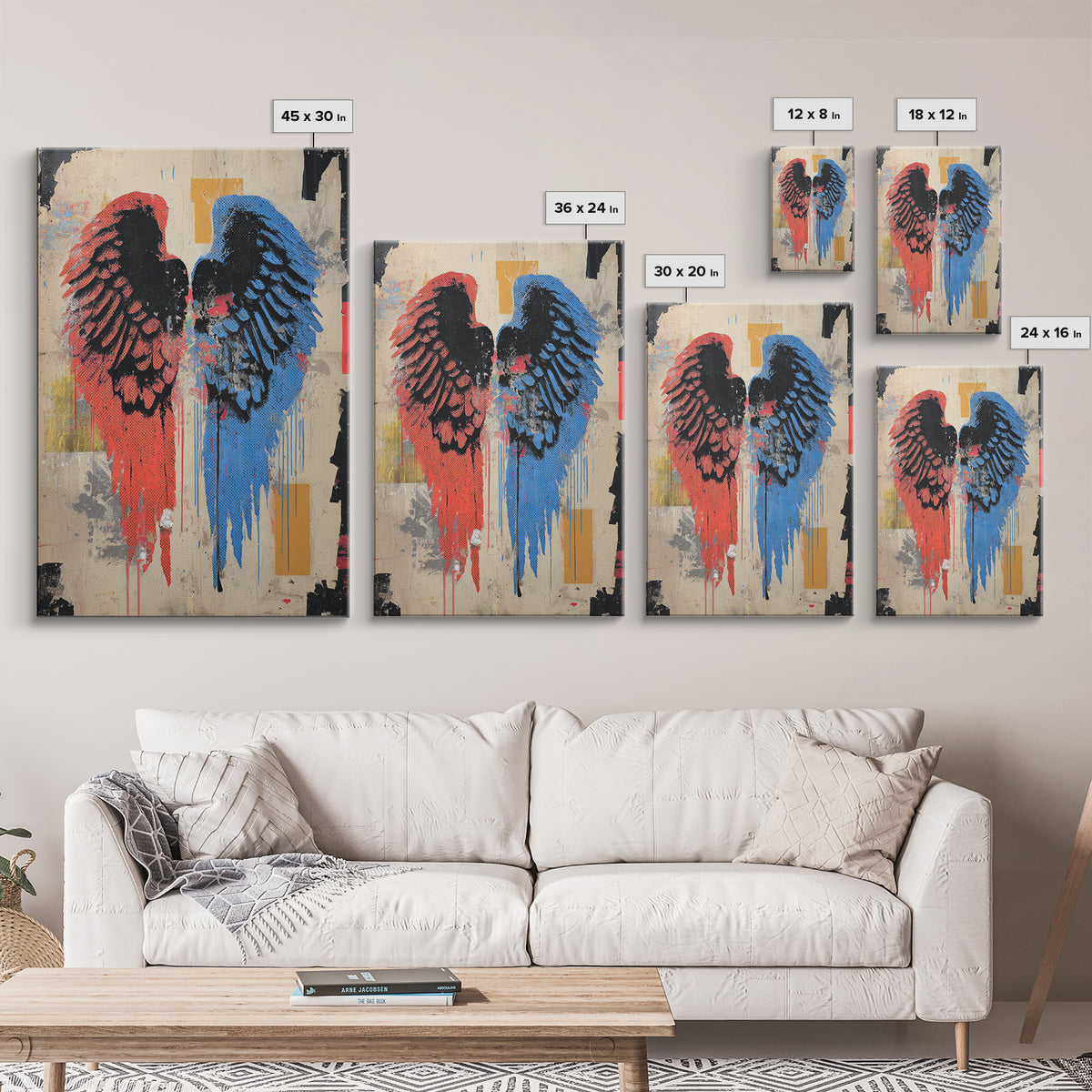 Spray Painted Angel Wings Canvas Print, Graffiti Art, Contemporary Art, Living Room Decor, Fine Art, Street, Original Painting, GRF-2x3-40