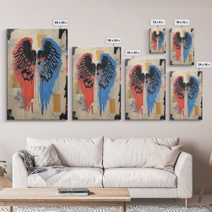 Spray Painted Angel Wings Canvas Print, Graffiti Art, Contemporary Art, Living Room Decor, Fine Art, Street, Original Painting, GRF-2x3-40