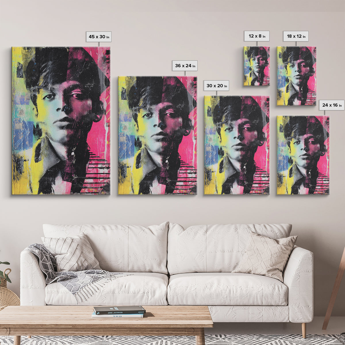 Stencil Portrait with Red and Black Contrast Framed Canvas Print, Graffiti Art, Luxury Decor, Living Room Decor, Street, GRF-2x3-44