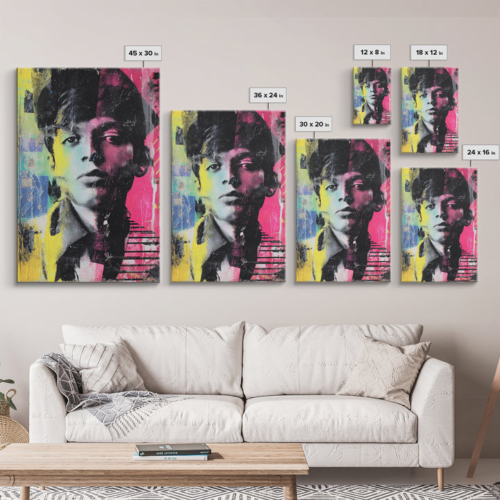 Stencil Portrait with Red and Black Contrast Framed Canvas Print, Graffiti Art, Luxury Decor, Living Room Decor, Street, GRF-2x3-44