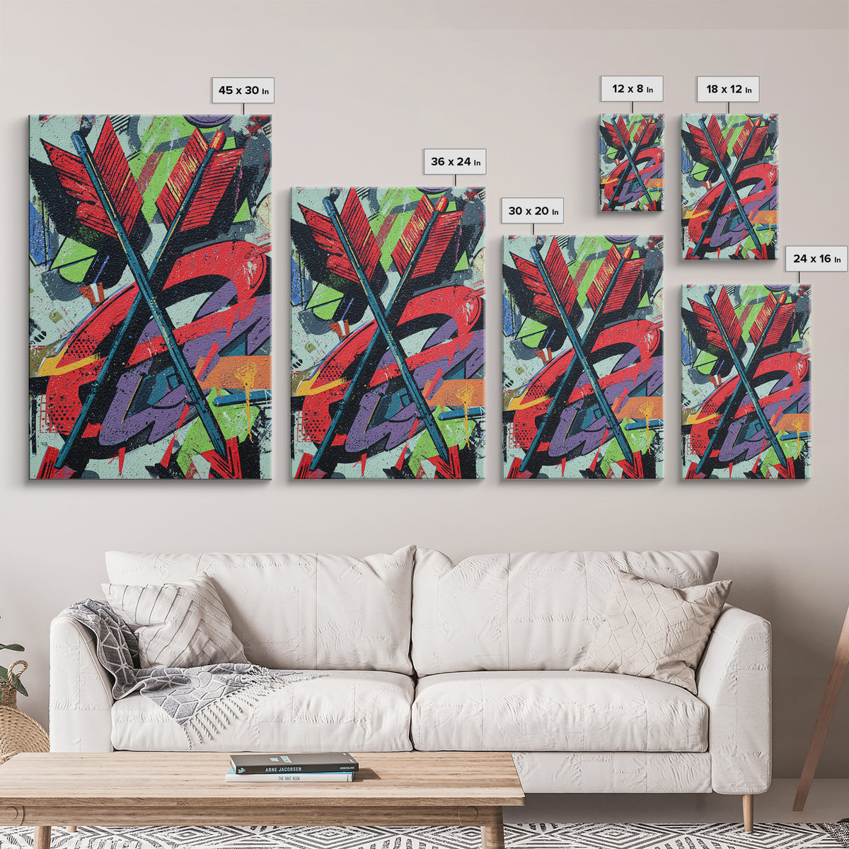 Wildstyle Arrows and Loops as Abstraction Canvas Print, Graffiti Art, Canvas Art, Living Room Decor, Fine Art, Street, GRF-2x3-71
