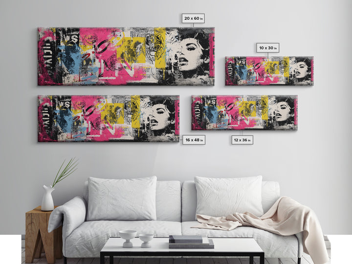 Urban Tiger Portrait Canvas Print, Graffiti Art, Luxury Decor, Living Room Decor, Fine Art, Street, Prints, Wall Hangings, GRF-3x1-19