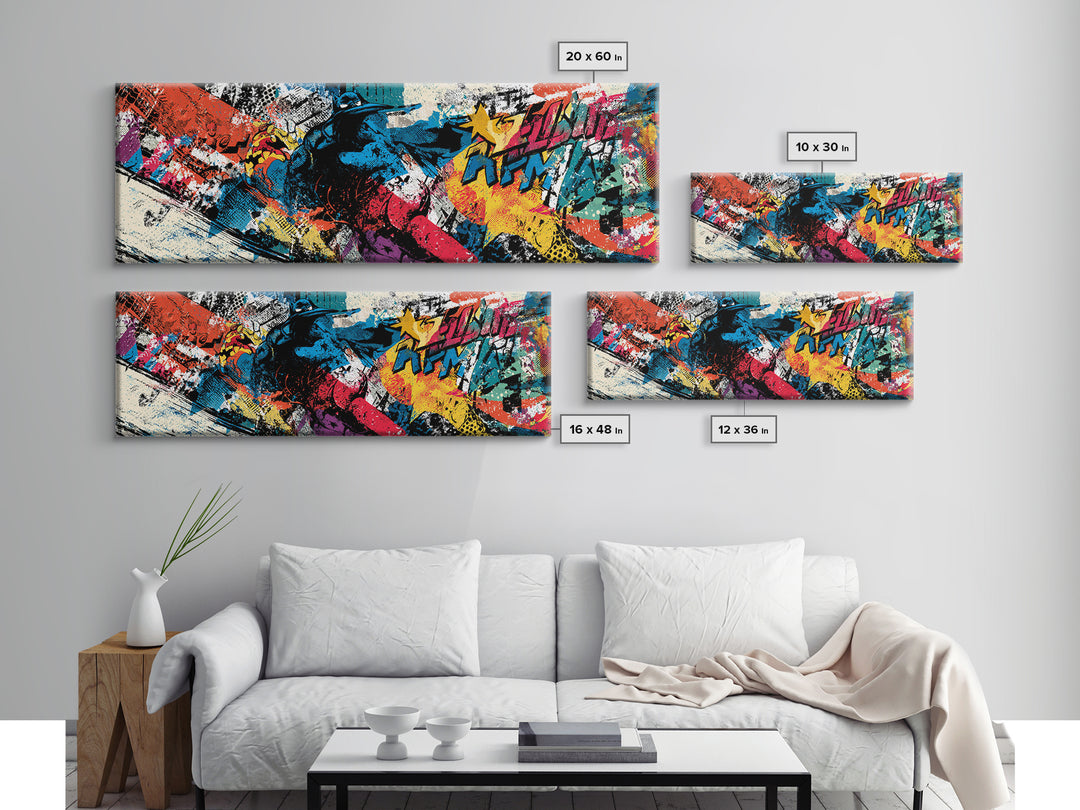Wildstyle Arrows and Loops as Abstraction Framed Canvas Print, Graffiti Art, Art, Living Room Decor, Fine Art, Street, GRF-3x1-55