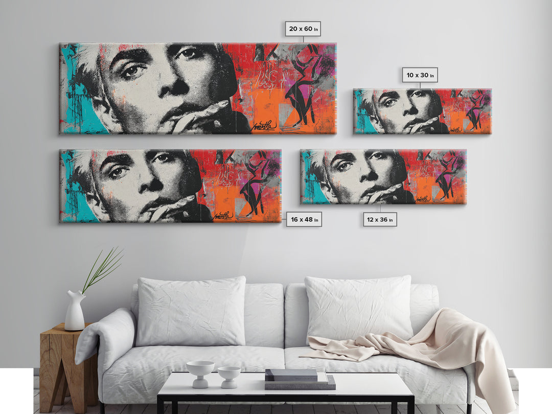 Stencil Portrait with Red and Black Contrast Canvas Print, Graffiti Art, Art, Living Room Decor, Street, Canvas Wall Art, GRF-3x1-76