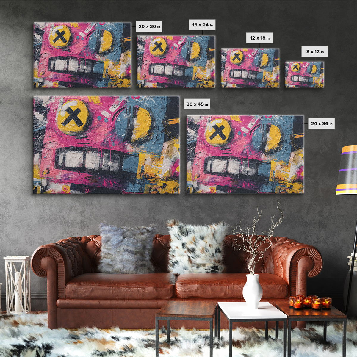 Cartoon Robot Character Canvas Print, Graffiti Art, Bedroom Decor, Living Room Decor, Fine Art, Street, Gallery Decor, GRF-3x2-38