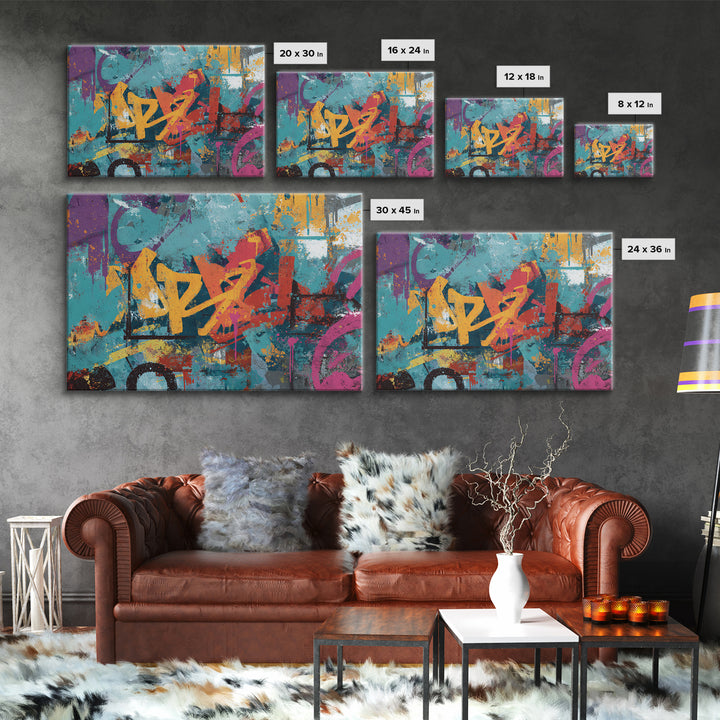 Wildstyle Arrows and Loops as Abstraction Canvas Print, Graffiti Art, Canvas, Living Room Decor, Abstract Art, Street, GRF-3x2-67