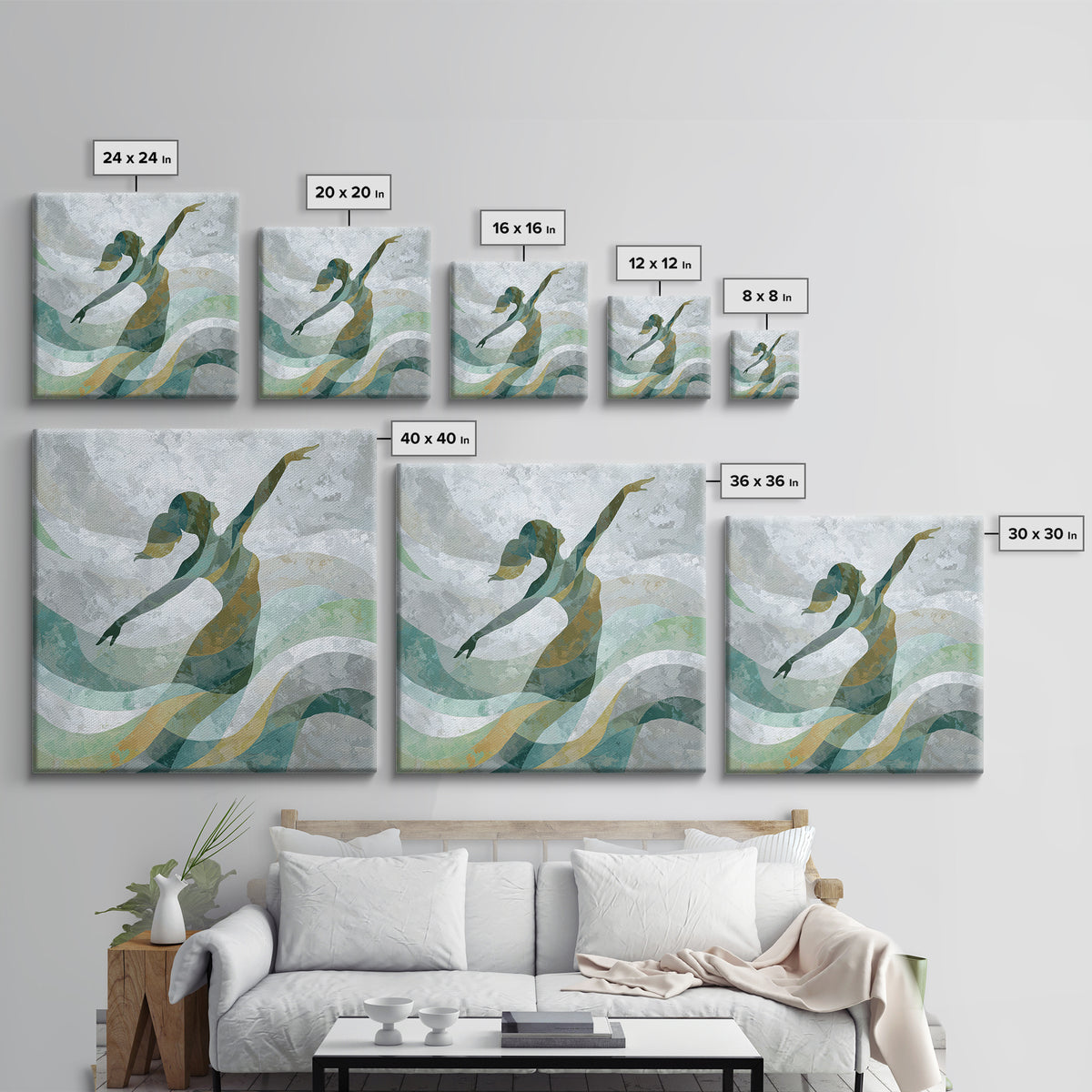 Fitness Woman Stretching Canvas Print, Gym Art, Luxury Decor, Gym Decor, Strength, Living Room Decor, Abstract Wall Art, GYM-1x1-45