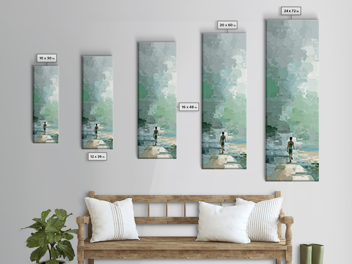 Sprinter Exploding from Starting Blocks Framed Canvas Print, Gym Art, Motivational Poster, Gym Decor, Abstract Art, Strength, GYM-1x3-15