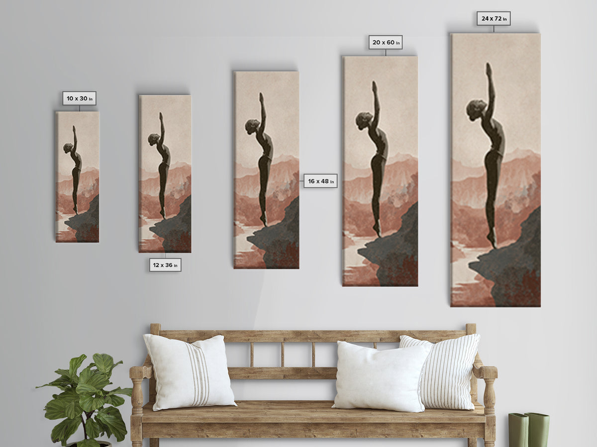 Runner on Mountain Ridge at Sunrise Canvas Print, Gym Art, Canvas Print, Gym Decor, Fine Art, Strength, Modern Home Decor, GYM-1x3-48