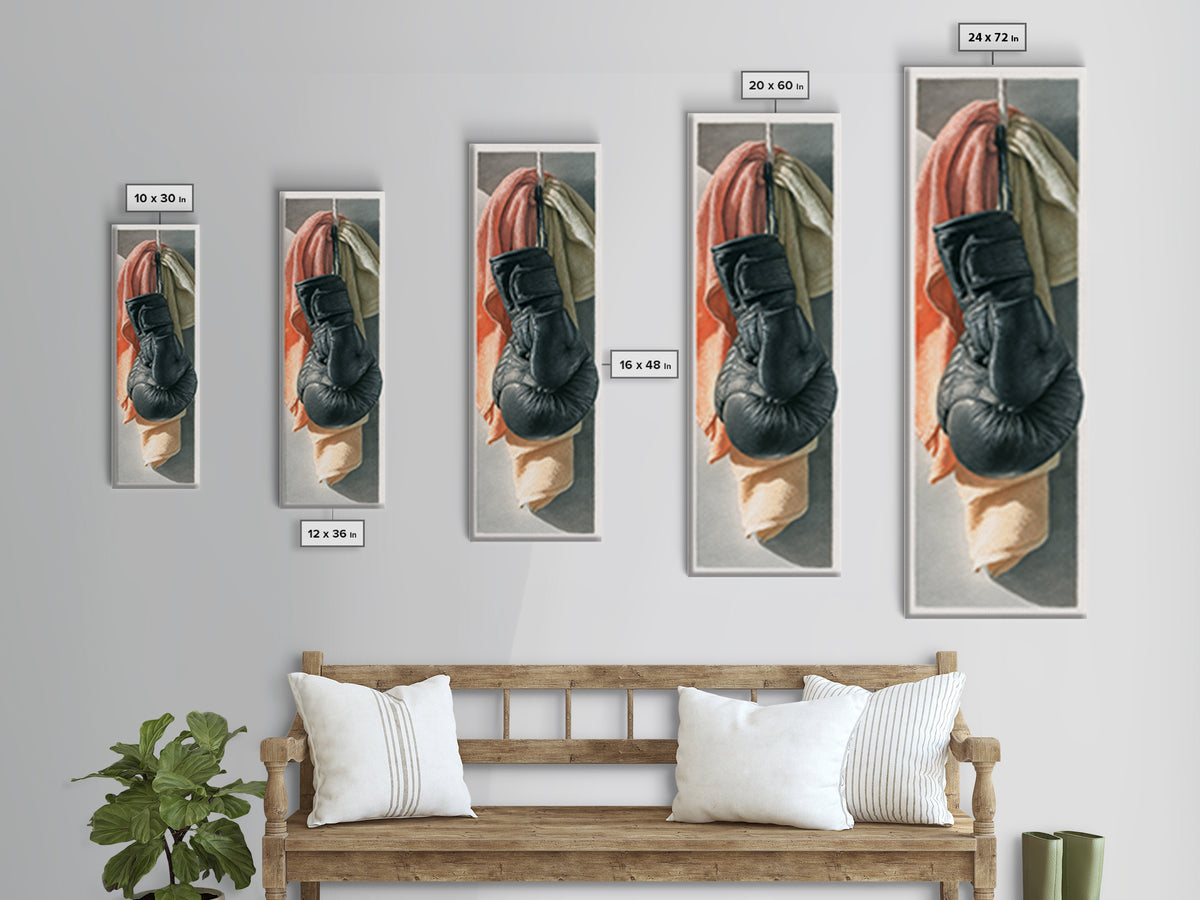 Boxing Glove and Towel Still Life Framed Canvas Print, Gym Art, Modern Home Decor, Gym Decor, Oil Painting, Strength, GYM-1x3-76